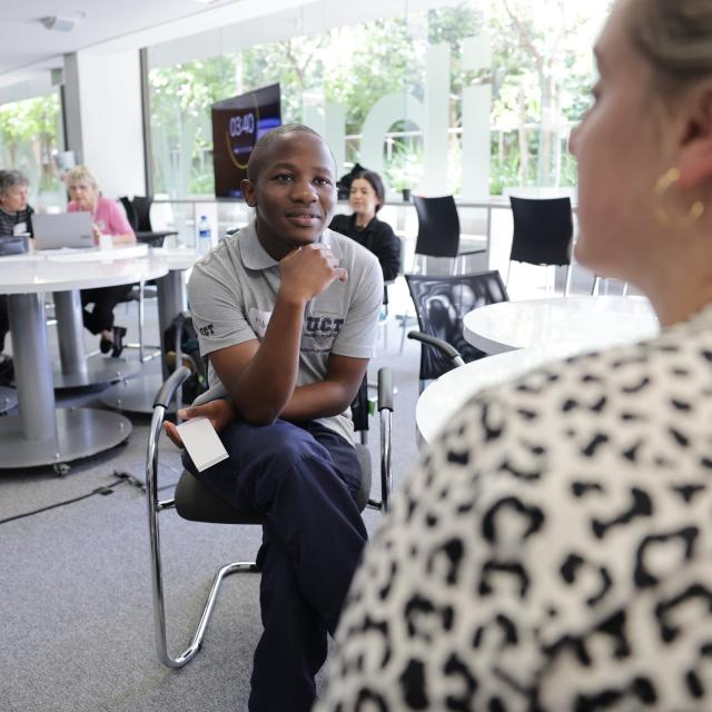 Mbuso Mafuya (Commerce student) during Speed Data-ing
